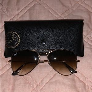 small gold frame brown gradient rayban aviators